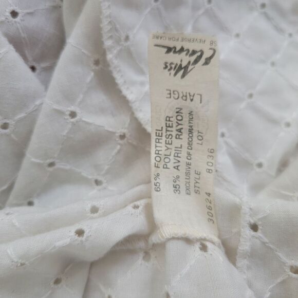 Miss Elaine Full Length White Eyelet Lace Robe Intimates Size L - Picture 9 of 9